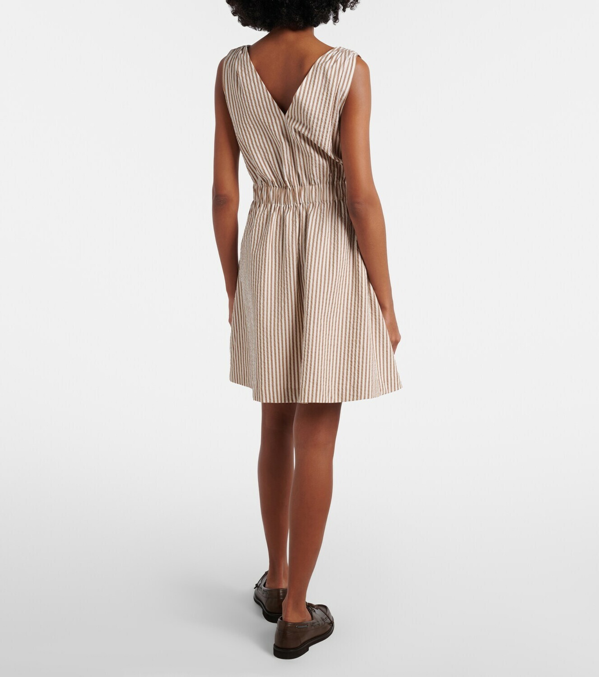 Brunello Cucinelli Striped cotton-blend minidress
