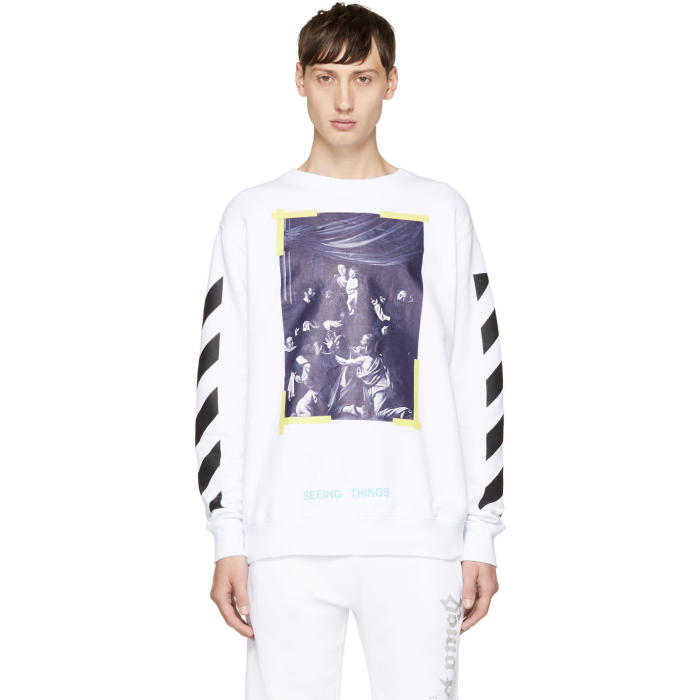 Off-White White Diagonal Caravaggio Sweatshirt Off-White