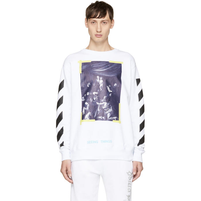 Photo: Off-White White Diagonal Caravaggio Sweatshirt 