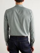 Canali - Button-Down Collar Gingham Cotton and Linen-Blend Shirt - Green