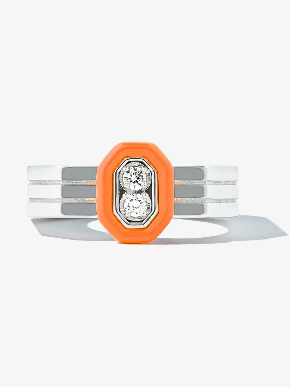 EÉRA 18K White Gold Diamond Enamel Ring