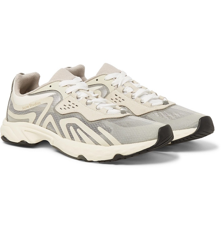 Photo: Acne Studios - Faux Suede and Rubber-Trimmed Ripstop Sneakers - Neutrals