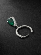 42 Suns - 14-Karat White Gold, Laboratory-Grown Emerald and Diamond Single Hoop Earring