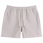 Polo Ralph Lauren Men's Stripe Traveler Swim Shorts in Nutmeg Brown Seersucker