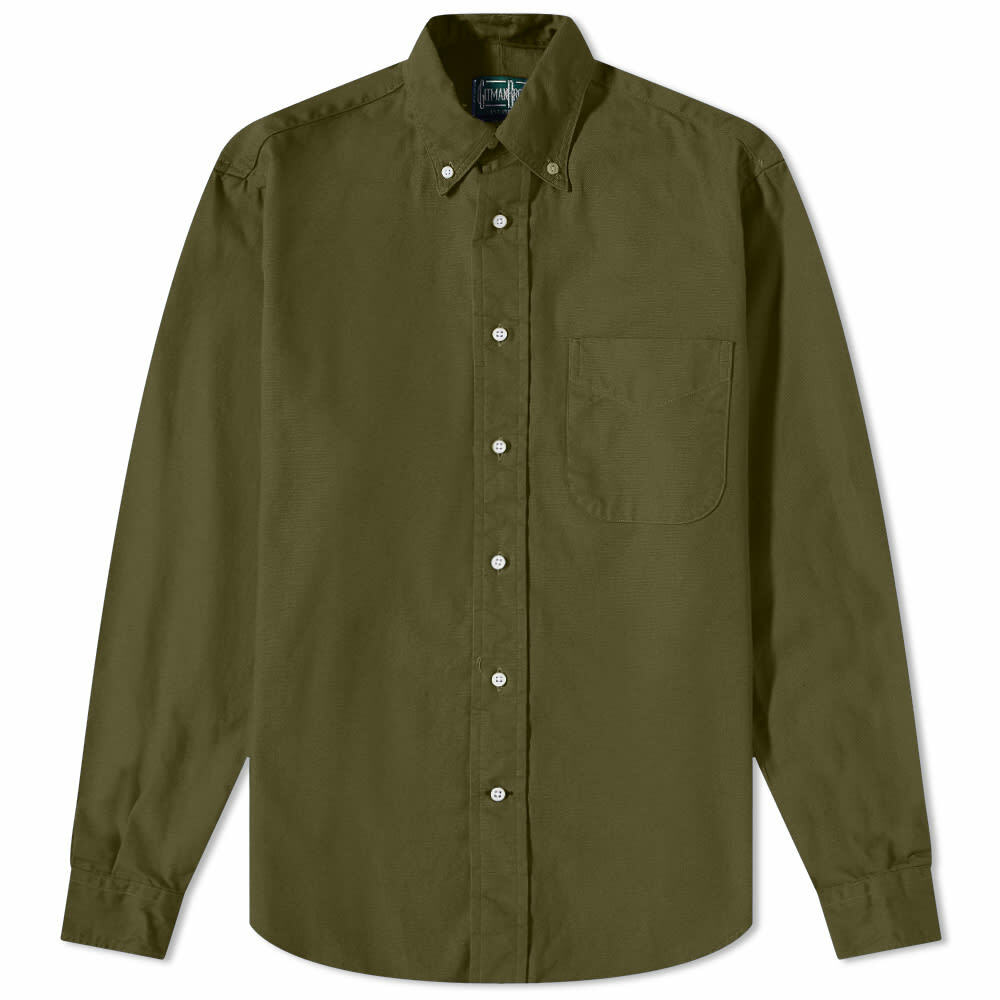 Gitman Vintage Men's Button Down Overdyed Oxford Shirt - END. Excl in Olive