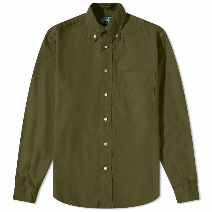 Photo: Gitman Vintage Men's Button Down Overdyed Oxford Shirt - END. Excl in Olive