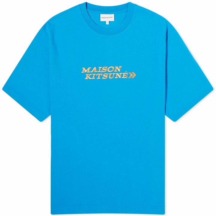 Photo: Maison Kitsuné Men's Go Faster T-Shirt in Enamel Blue