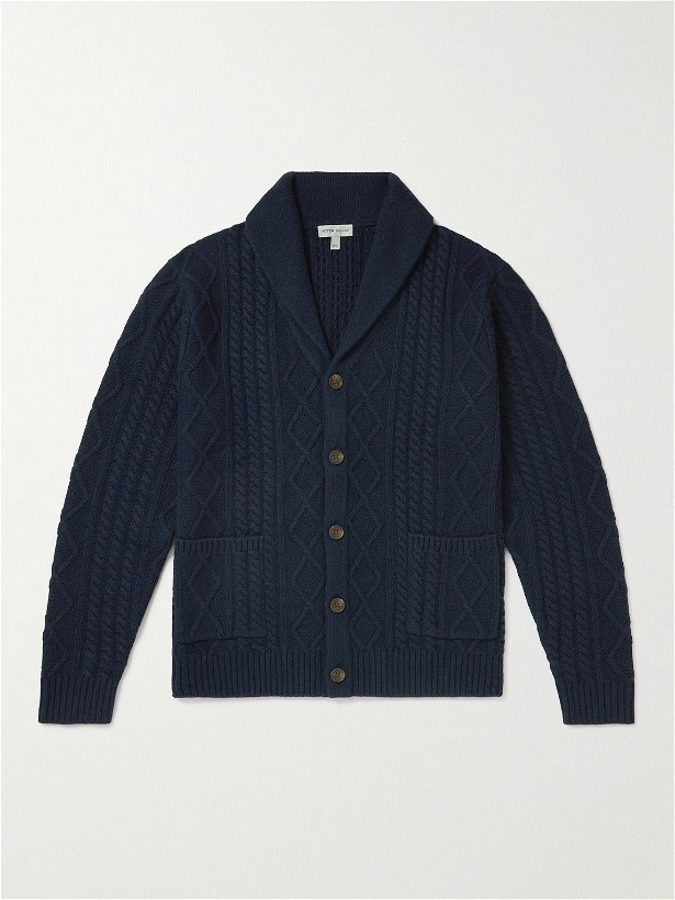 Photo: Peter Millar - Shawl-Collar Cable-Knit Wool, Yak and Cashmere-Blend Cardigan - Blue
