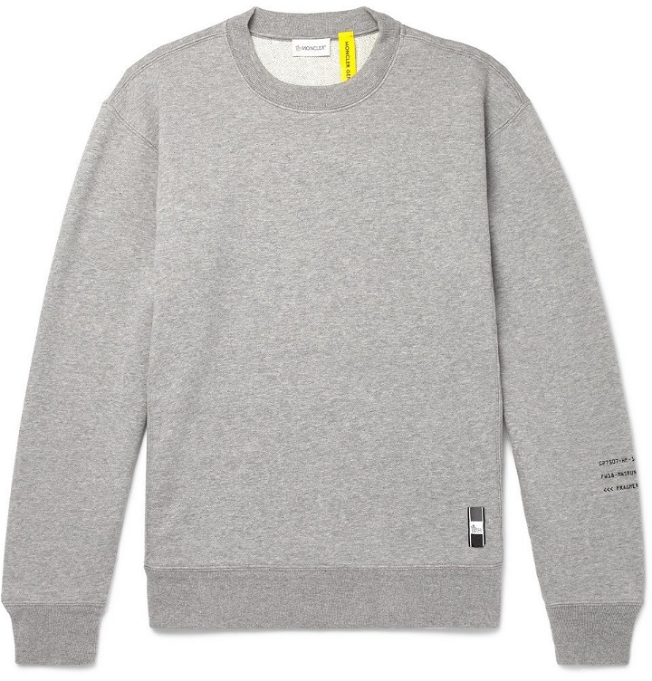 Photo: Moncler Genius - 7 Moncler Fragment Logo-Embroidered Mélange Loopback Cotton-Jersey Sweatshirt - Men - Gray