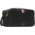 Thom Browne Black Soft Pebble Grain Leather Wash Pouch