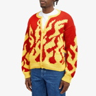 Sky High Farm Men's Flame Crew Neck Cardigan in Red