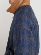 Golden Bear - Dunbar Harris Leather-Trimmed Checked Wool Jacket - Blue
