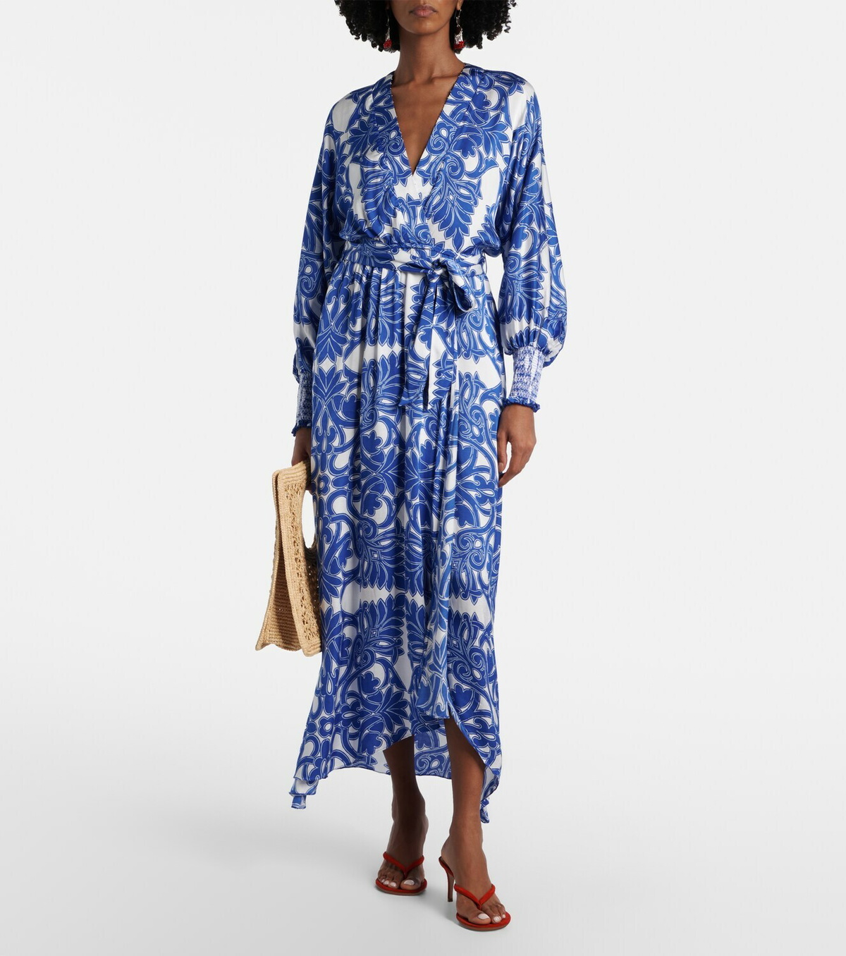 Poupette St Barth Kristen printed satin maxi dress