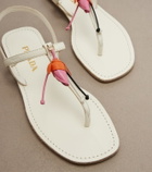 Prada Floral-appliqué leather thong sandals