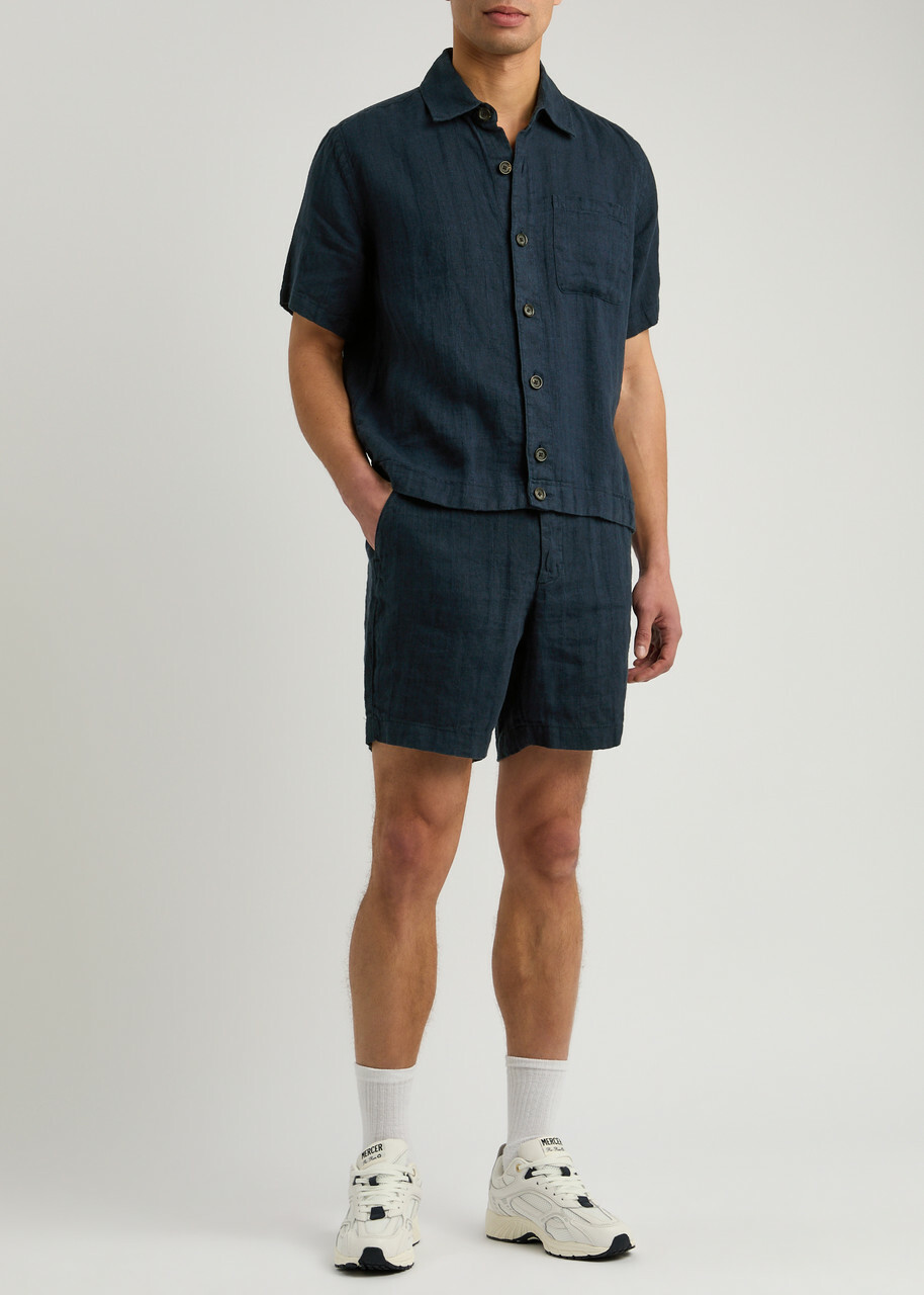 Oliver Spencer Osborne Linen Shorts Navy
