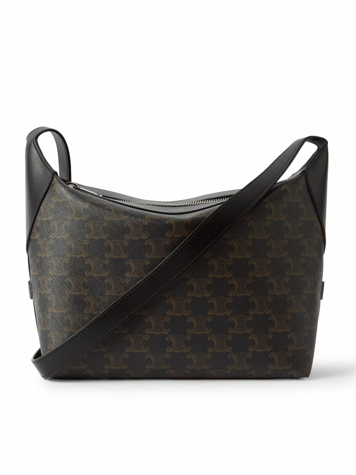CELINE - Leather-Trimmed Monogrammed Coated-Canvas Messenger Bag