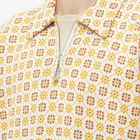 Bode Men's Floral Jacquard Quarter Zip Pullover in Marigold Multi