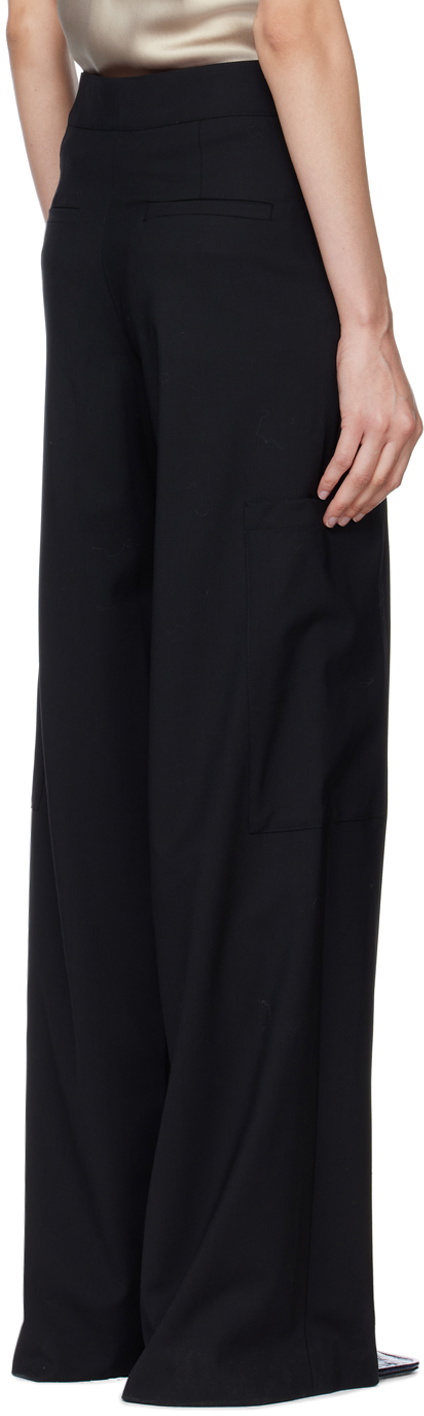 GAUCHERE Black Wide-Leg Cargo Trousers