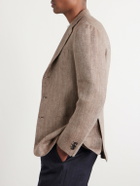 J. Mueser - Herrinbone Linen Blazer - Brown