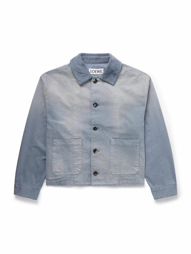 Photo: LOEWE - Corduroy-Trimmed Cotton-Twill Overshirt - Blue