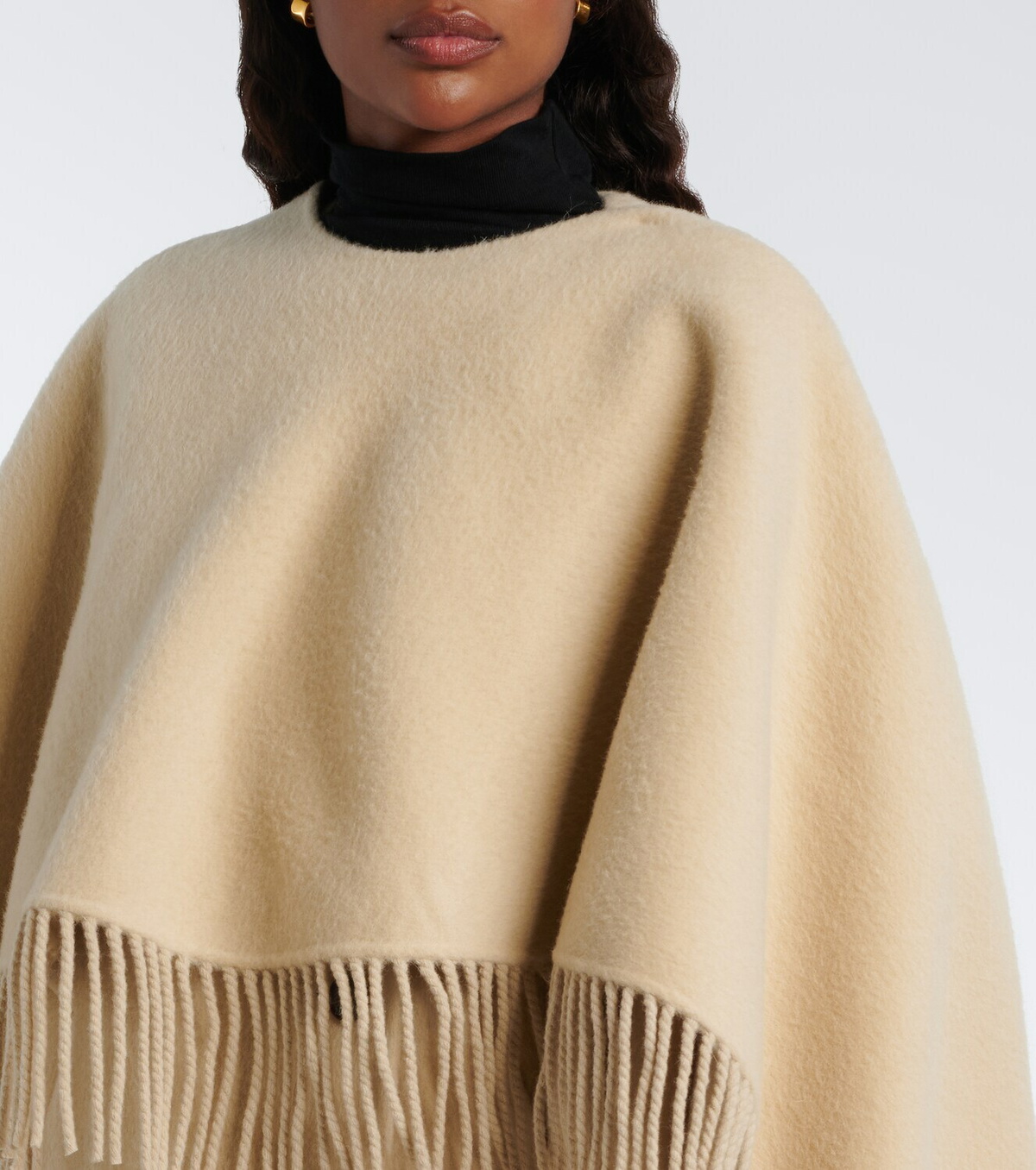 Róhe Fringed caped alpaca and wool coat