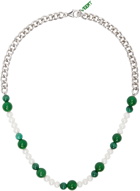 VEERT White Gold & Green Cuban Link Pearl Necklace