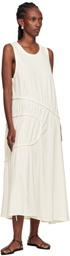 Y's Off-White Chain Stitch Sleeveless Midi Dress