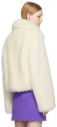 MSGM Off-White Hook-Eye Faux-Fur Jacket