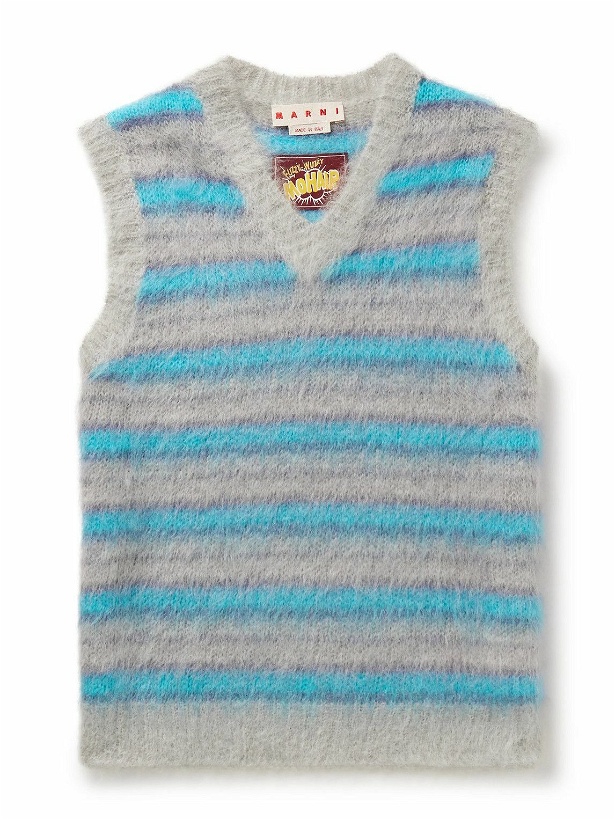 Photo: Marni - Brushed Striped Mohair-Blend Sweater Vest - Blue
