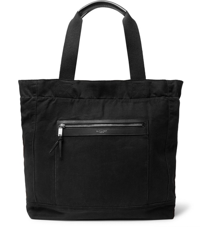 Photo: Saint Laurent - City Leather-Trimmed Canvas Tote Bag - Black