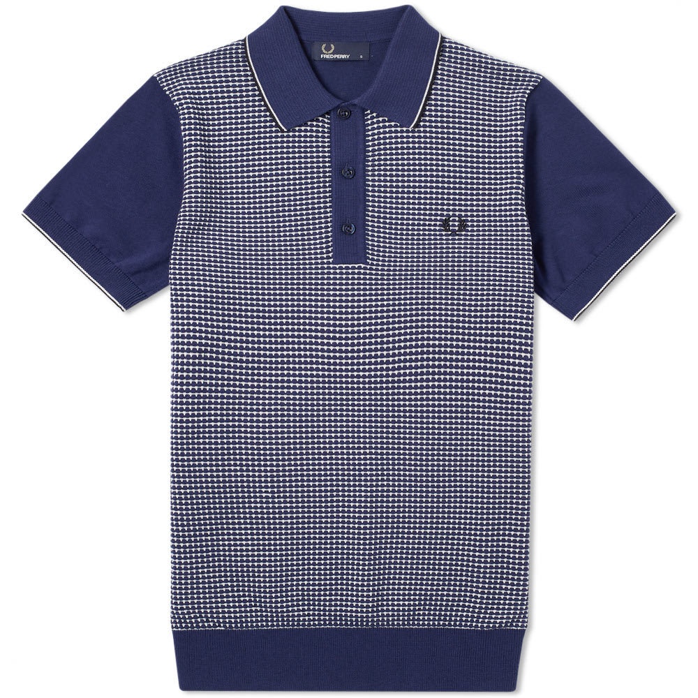 Fred Perry Textured Knitted Polo Blue Fred Perry