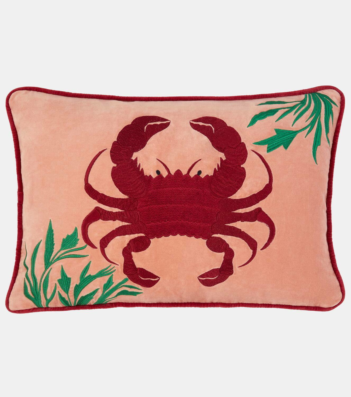 Les-Ottomans Crab embroidered velvet cushion