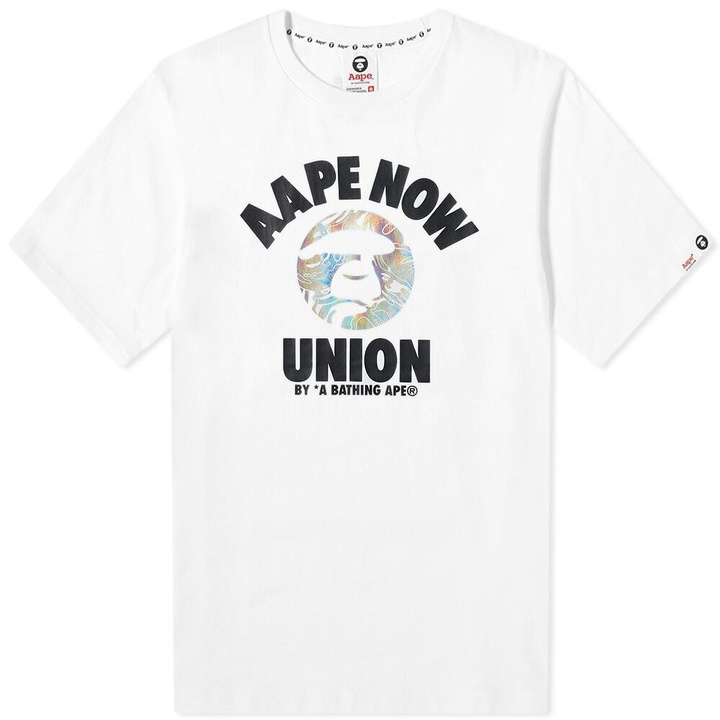 Photo: Men's AAPE Foil Camo Union T-Shirt in White