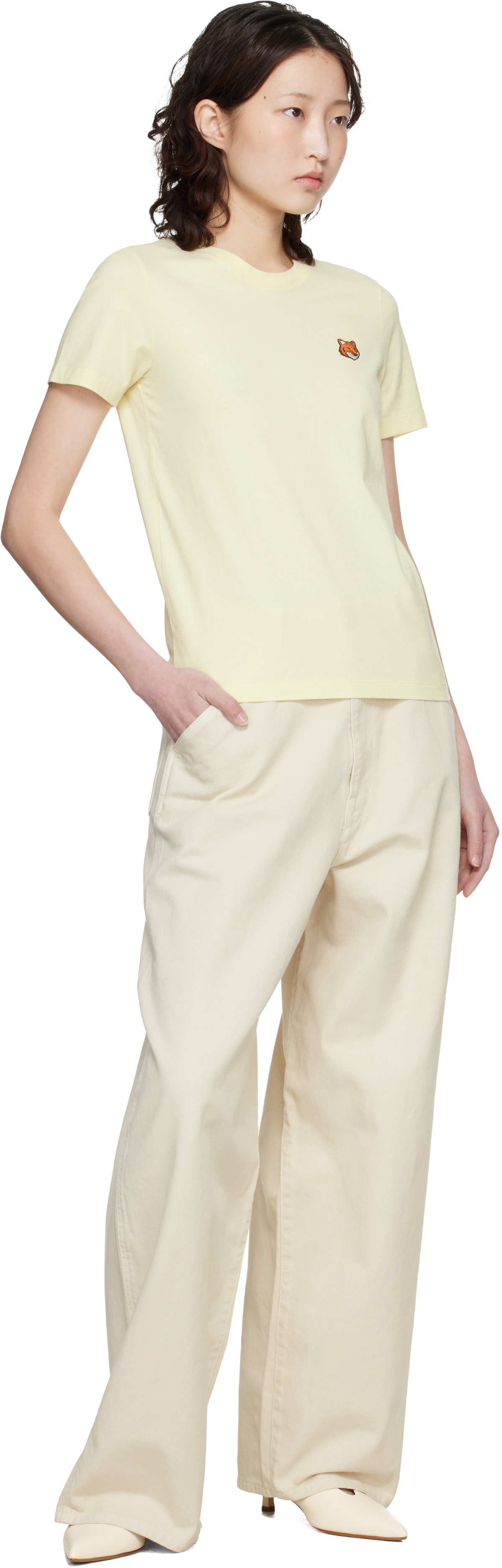 Maison Kitsuné Yellow Fox Head Regular T-shirt