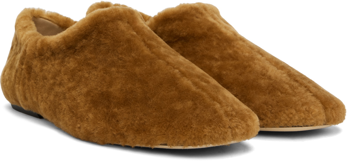 Dries Van Noten Tan Shearling Slippers