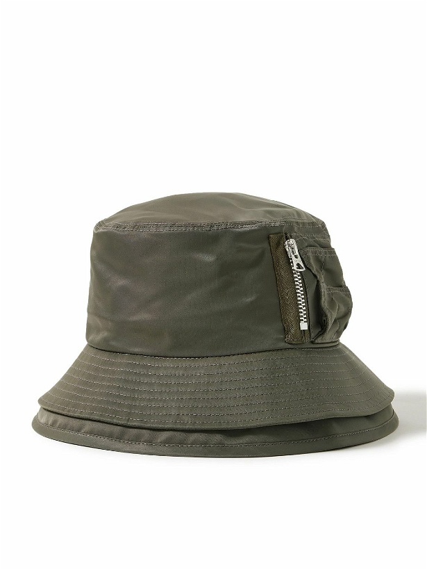 Photo: Sacai - Layered Nylon Bucket Hat - Green