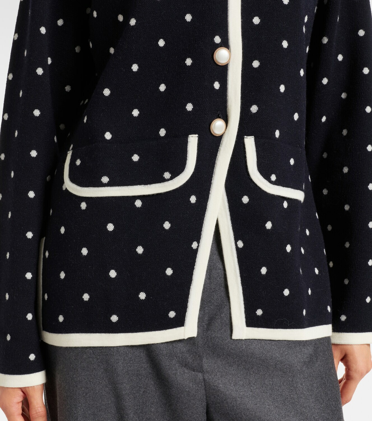 Rixo Mirja polka-dot wool-blend cardigan