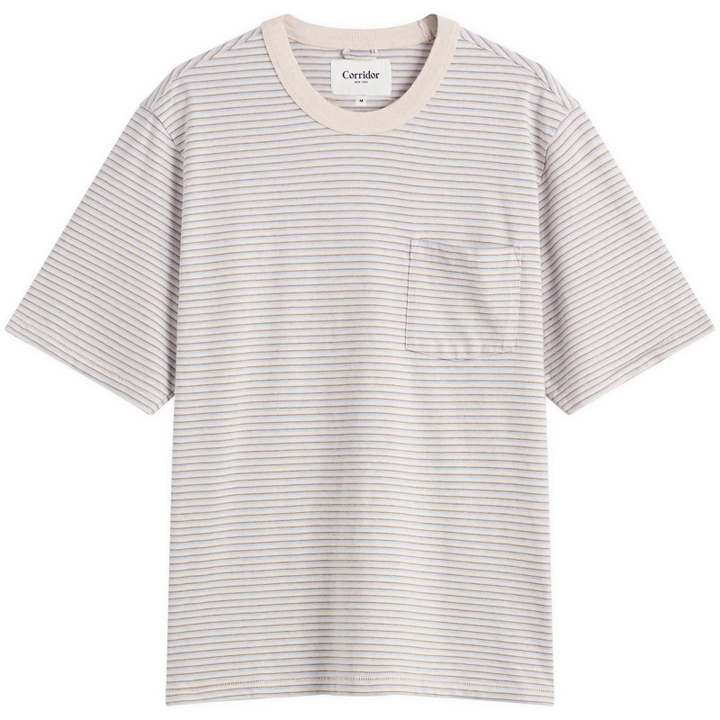 Photo: Corridor Men's Stripe T-Shirt in Light Blue