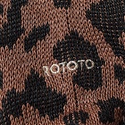 RoToTo Pile Leopard Crew Sock in Brown/Light Blue