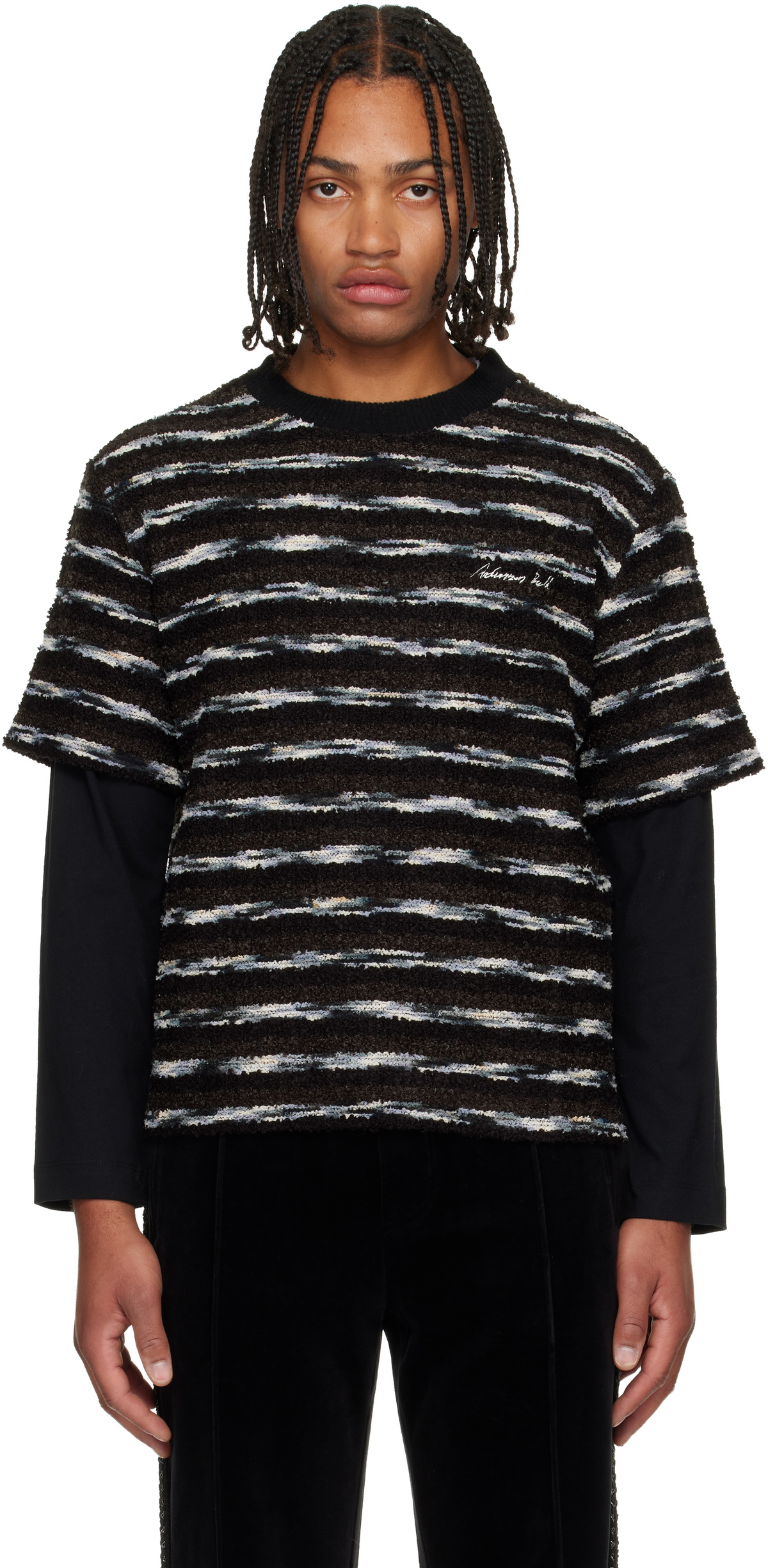 Andersson Bell Black & Brown Stripe Layered Sweater