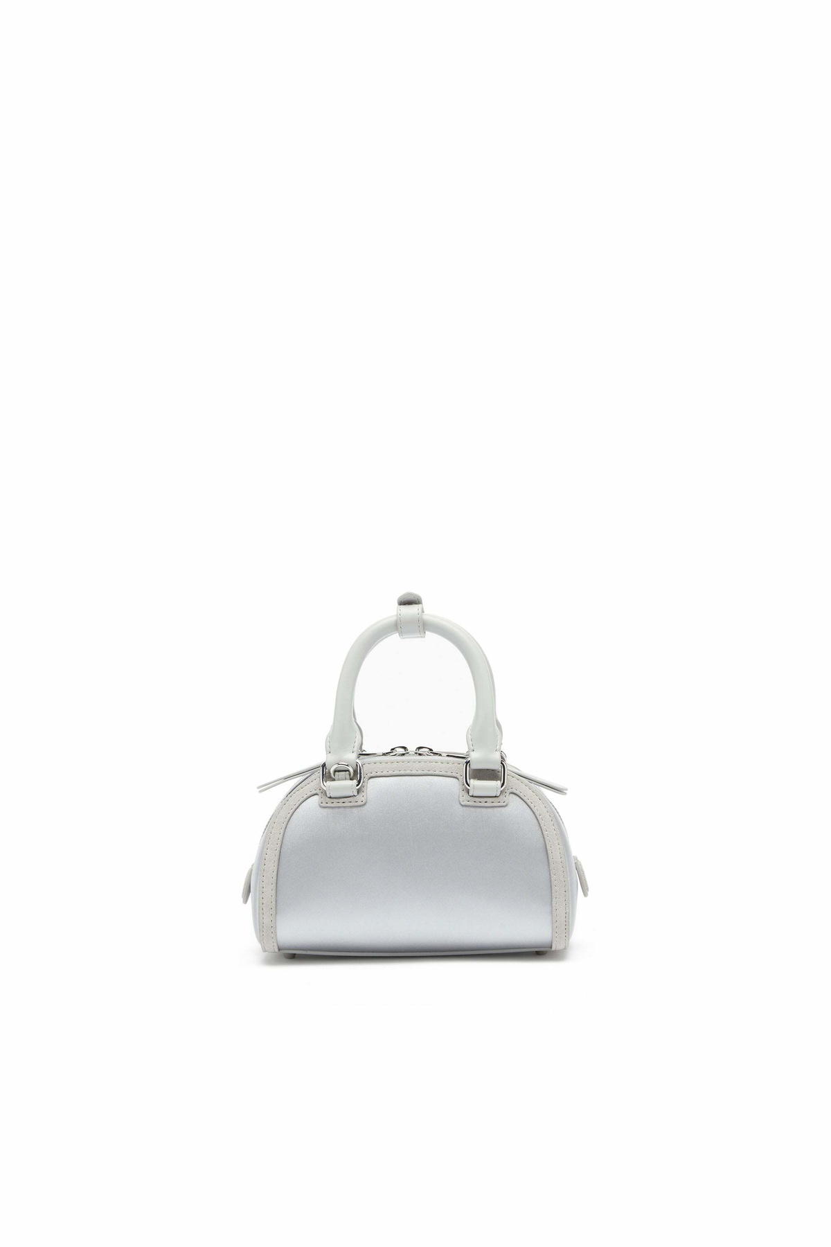 Diesel 1DR Dome - Mini bowling bag in satin and suede - Crossbody Bags Womens in Silver