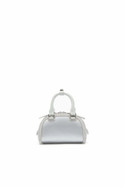 Diesel 1DR Dome - Mini bowling bag in satin and suede - Crossbody Bags Womens in Silver