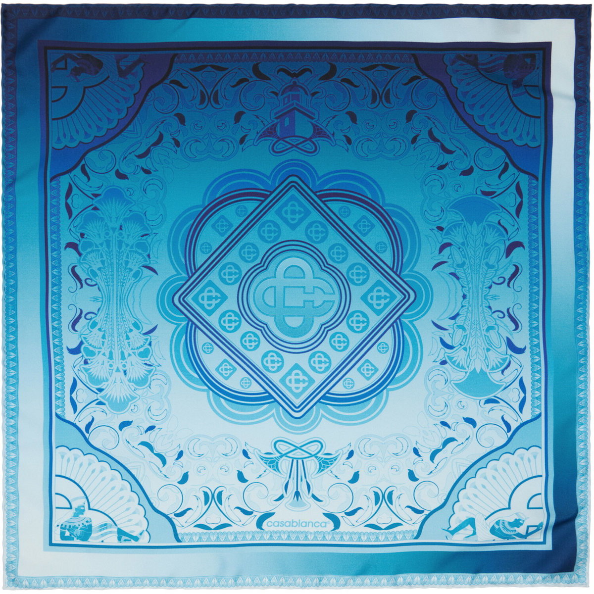 Casablanca Blue Gradient Rug Medium Silk Scarf