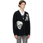 Alexander McQueen Black Intarsia Gothic Skull Cardigan