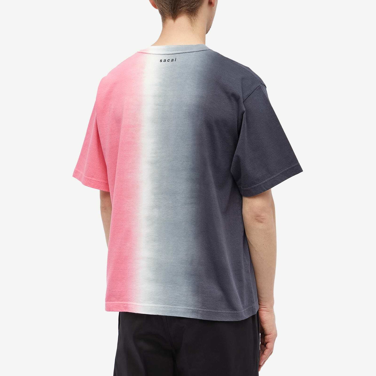 Sacai Men's Tie Dye T-Shirt in Charcoal Grey/Pink Sacai