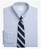Brooks Brothers Stretch Milano Slim-Fit Dress Shirt, Non-Iron Pinpoint Button-Down Collar | Blue