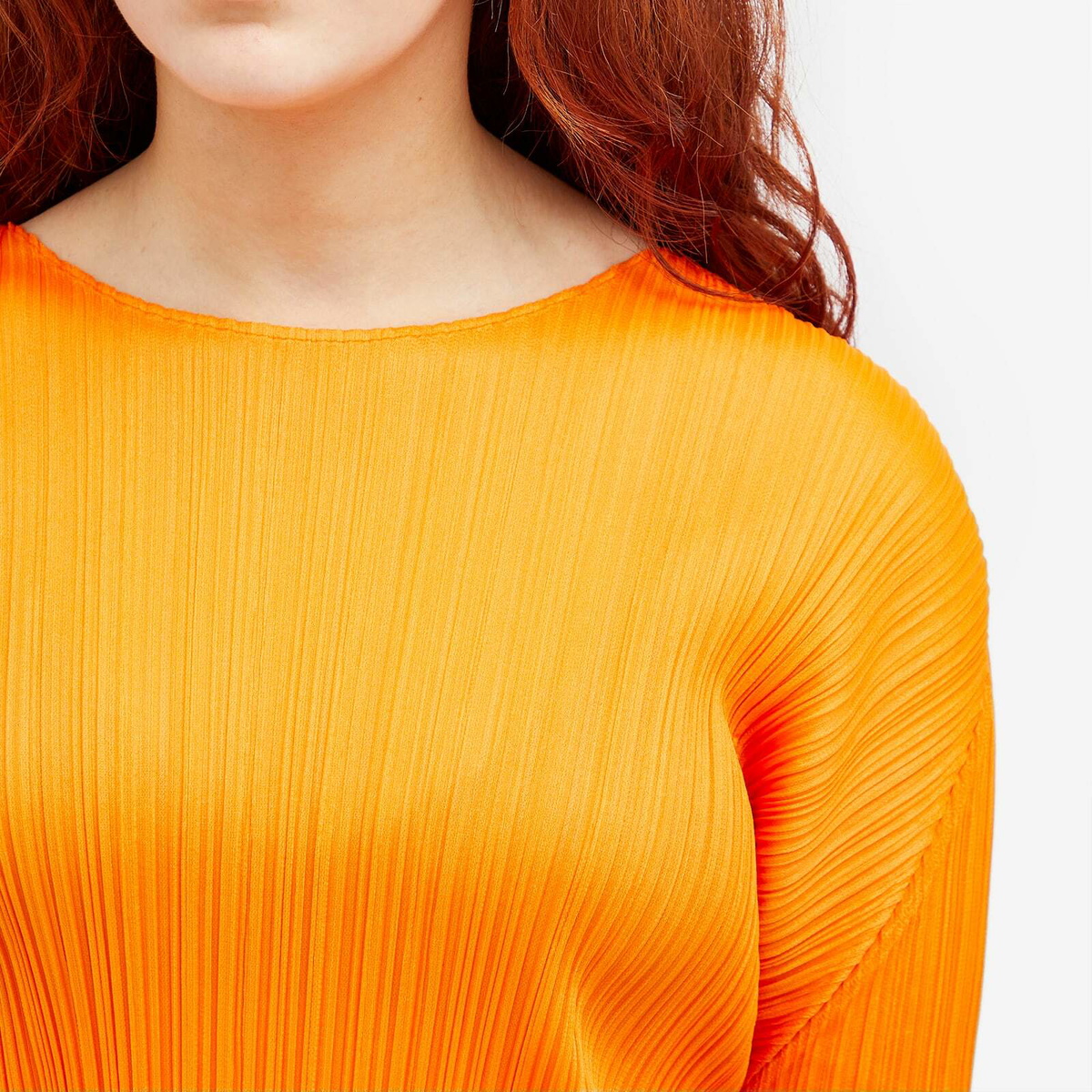 Pleats Please Issey Miyake Women's Short Sleeve Top in Orange