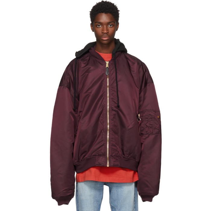 Photo: Vetements Reversible Red Alpha Industries Edition Oversized Hooded Bomber