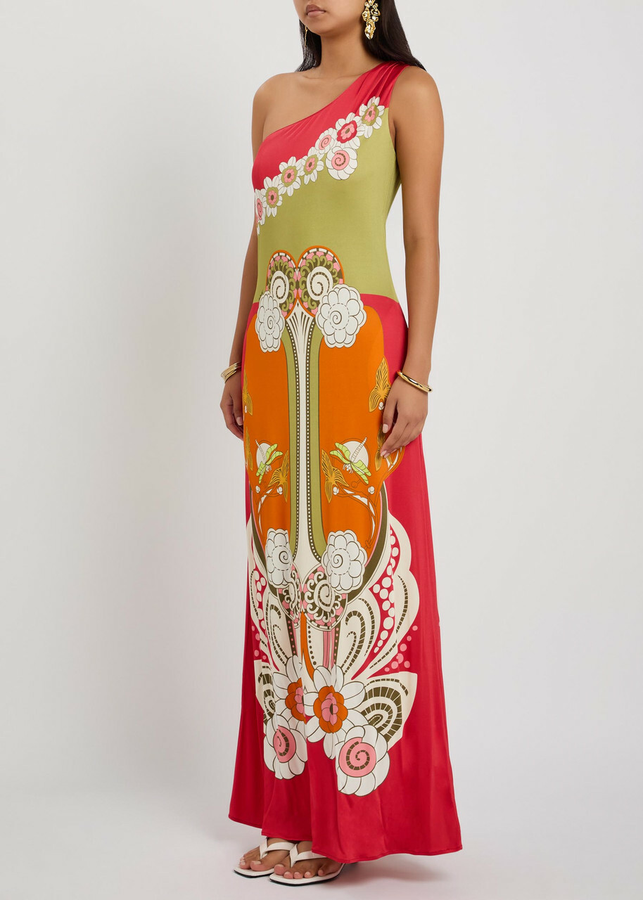 LA Double J Clingy Roy Printed Stretch-jersey Maxi Dress Multicoloured