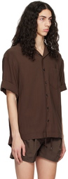 Recto Brown Cuban Collar Shirt